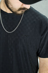 Turbo Checkered Pattern Crew Neck Tee In Black